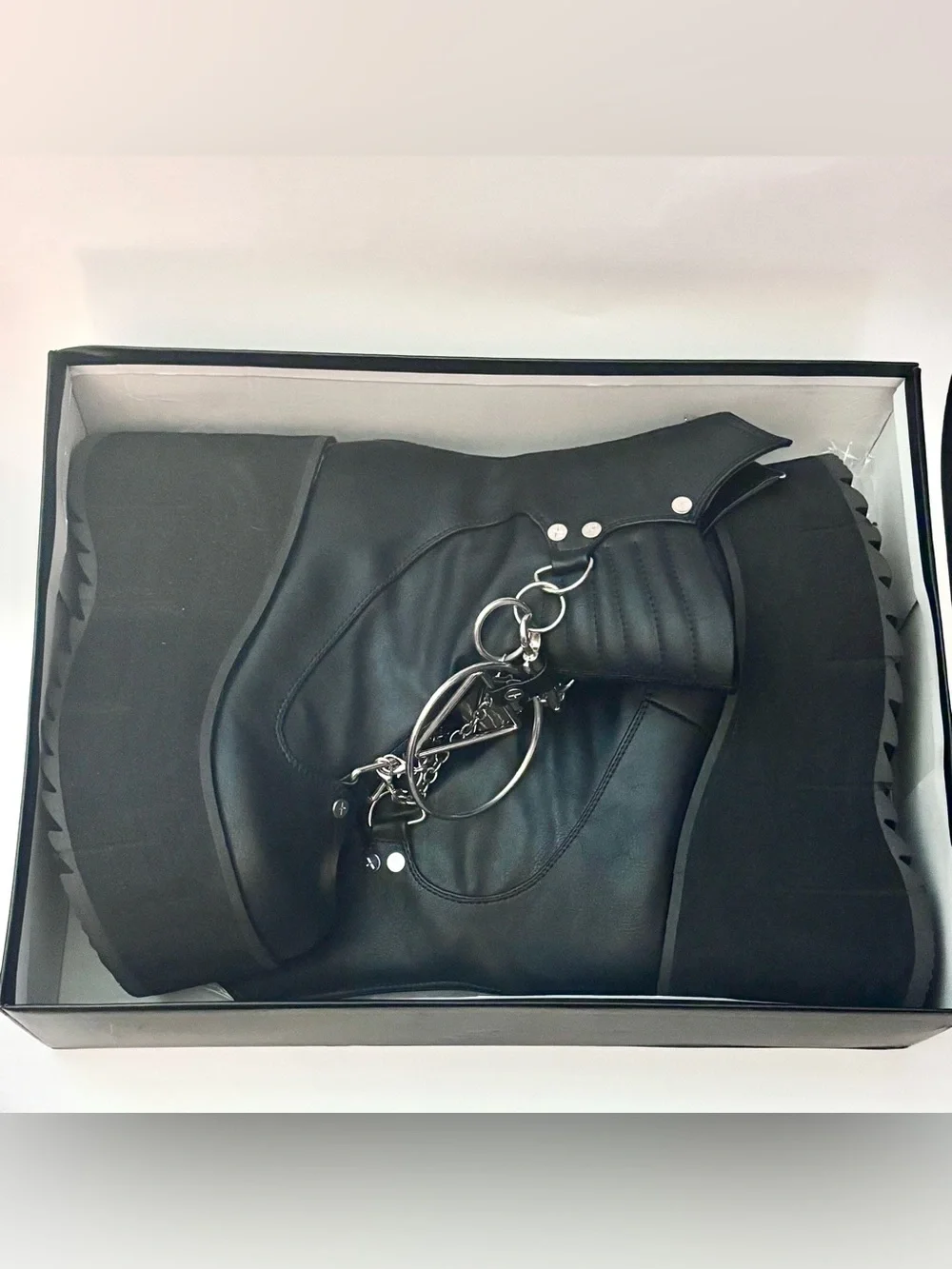 Demonia Black Ritual Chain Platform Gothic Boots